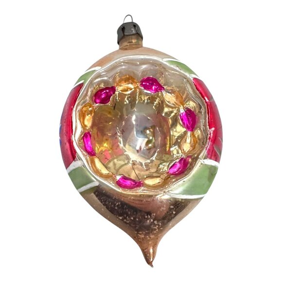 Vintage Hand Painted Reflector Christmas Ornaments Indented Blown Glass Set READ - Picture 3 of 12